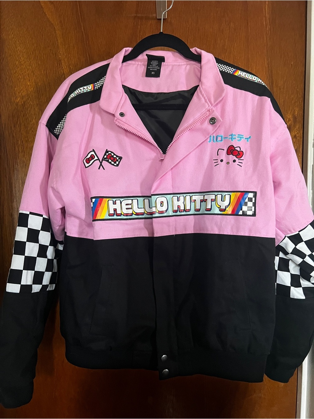 Hello Kitty Pink and Black Racing-Style women’s Jacket